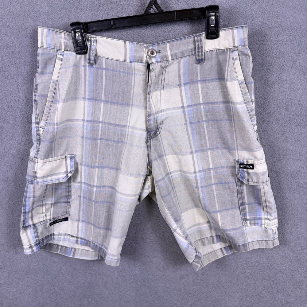 VTG Y2K Rip Curl Cargo Shorts Mens 32 Plaid Surfer Skate Outdoor Gorpcore Grunge